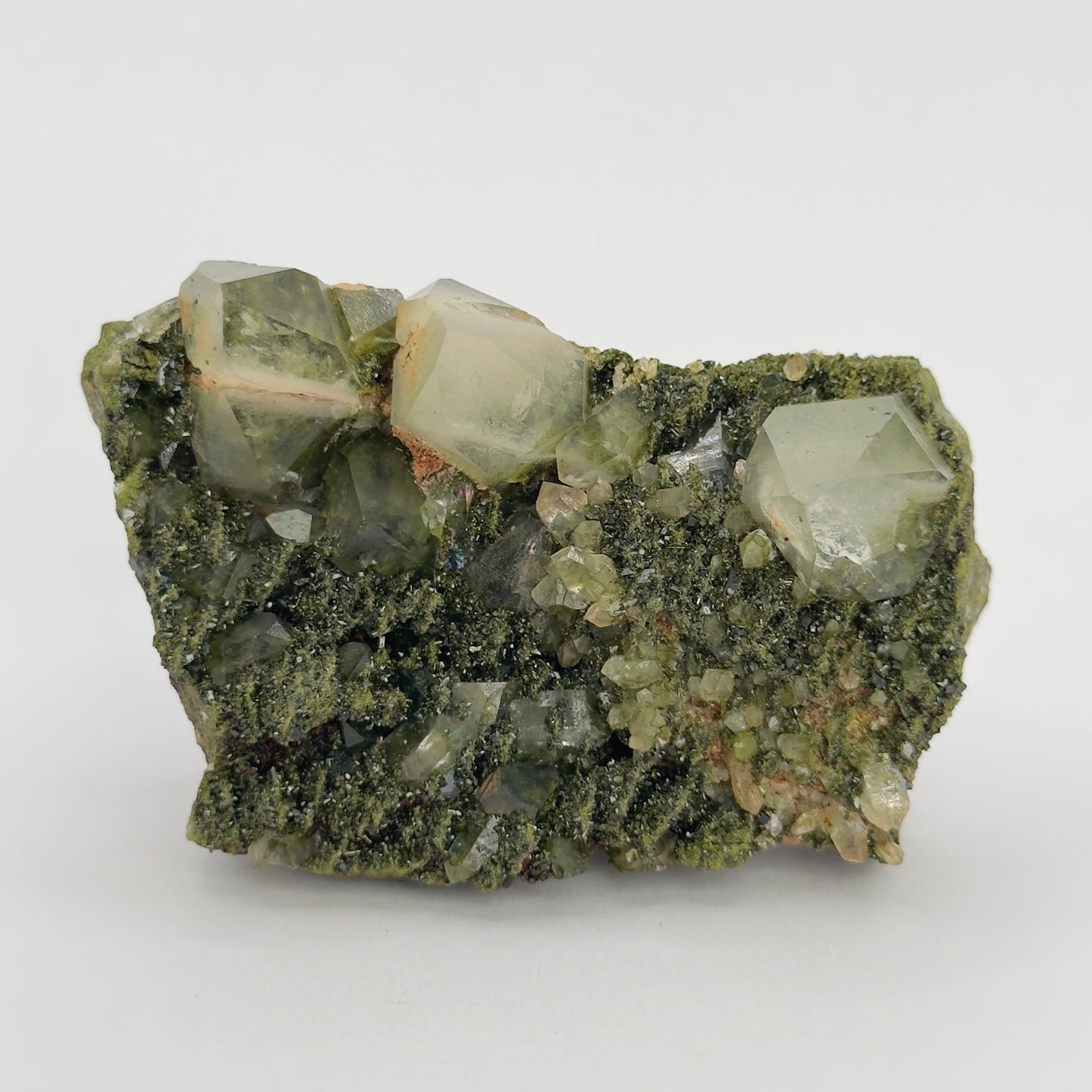 FOREST EPIDOTE CLUSTER WITH CLEAR QUARTZ