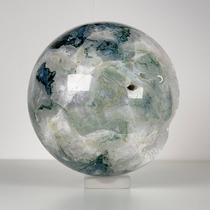 moss agate geode sphere