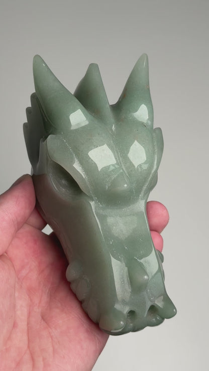 green aventurine dragon head carving